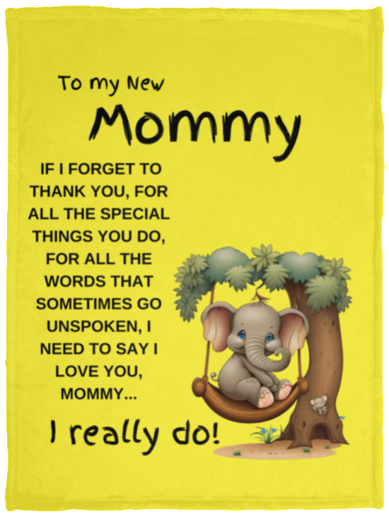 To My New Mommy - VPS Cozy Plush Fleece Blanket - 30x40 Blk Text