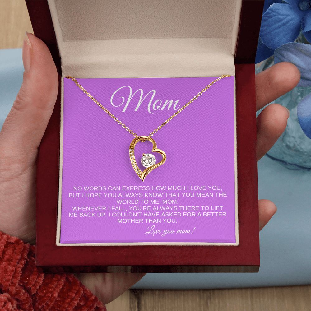 To Mom | Forever Love Necklace | Love you mom | Magenta background