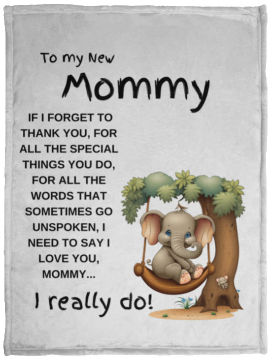 To My New Mommy - VPS Cozy Plush Fleece Blanket - 30x40 Blk Text