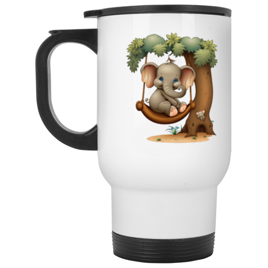 Exclusive Artwork! - To Mom Baby Elephant White Travel Mug