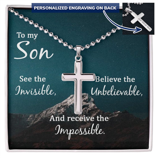 To My Son | Stainless Steel Cross | Personalized Cross Necklace