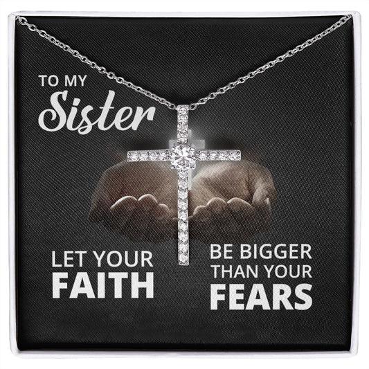 To My Sister CZ Cross Necklace | Faith