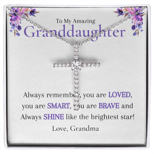 To Granddaughter from Grandma The CZ Cross Necklace