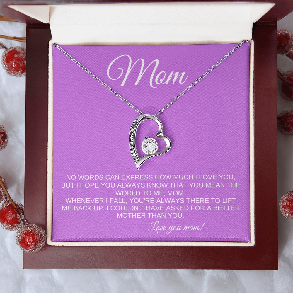 To Mom | Forever Love Necklace | Love you mom | Magenta background