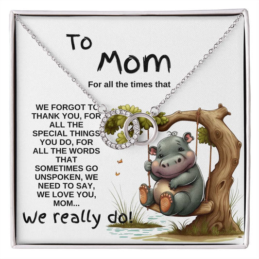 To Mom We Love You | Baby Hippo | Perfect Pair Necklace