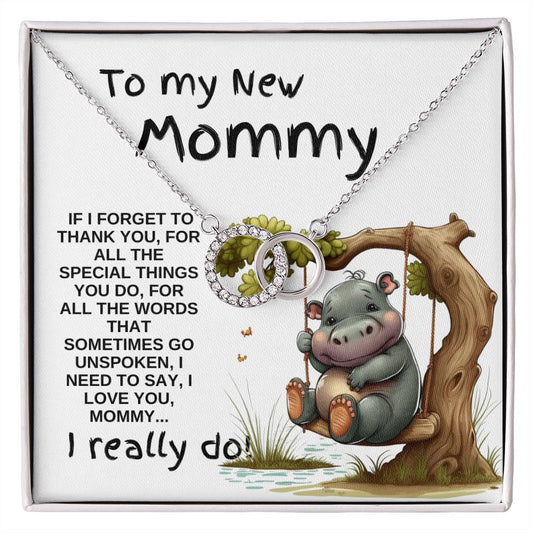 To New/Expecting Mom | I Love You | Baby Hippo | Perfect Pair Necklace