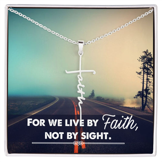 Faith Cross Necklace | We live by faith, not by sight