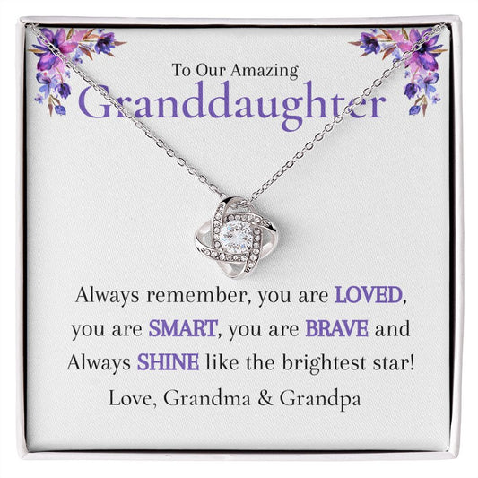 To Granddaughter from Grandma & Grandpa The Love Knot Necklace