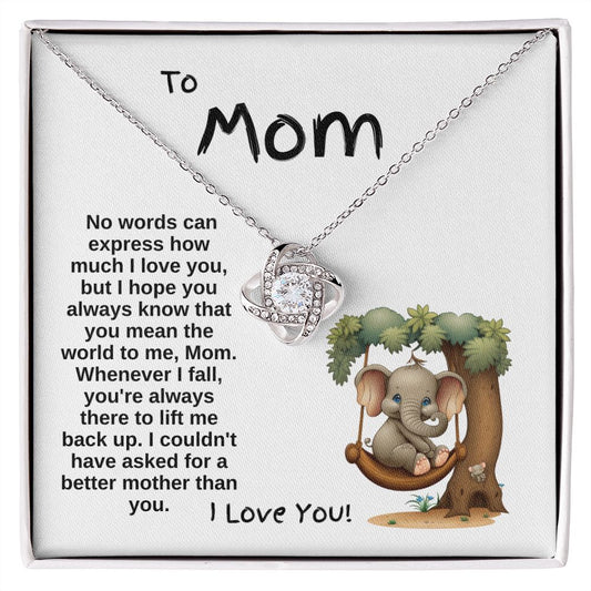 To Mom | Baby Elephant | Love Knot Necklace