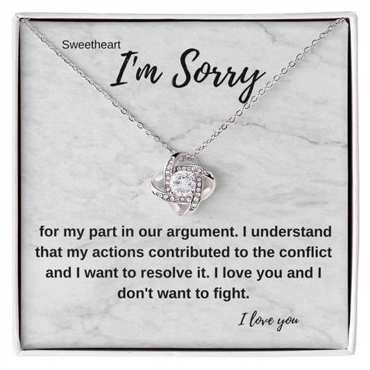 Sweetheart I'm Sorry for our argument | Love Knot Necklace
