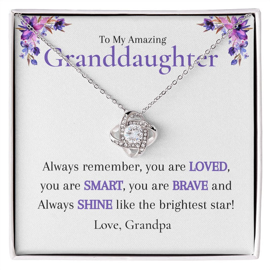 To Granddaughter from  Grandpa Love Knot Necklace