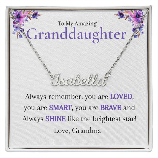 To Granddaughter from Grandma Personalized Name Necklace