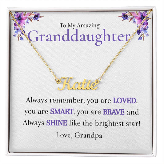 To Granddaughter from Grandpa Personalized Name Necklace