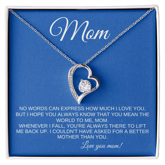 To Mom | Forever Love Necklace | Love you mom | Cobalt blue background