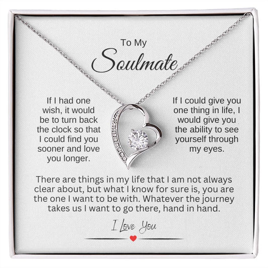 To My Soulmate Forever Love Necklace with Red Heart
